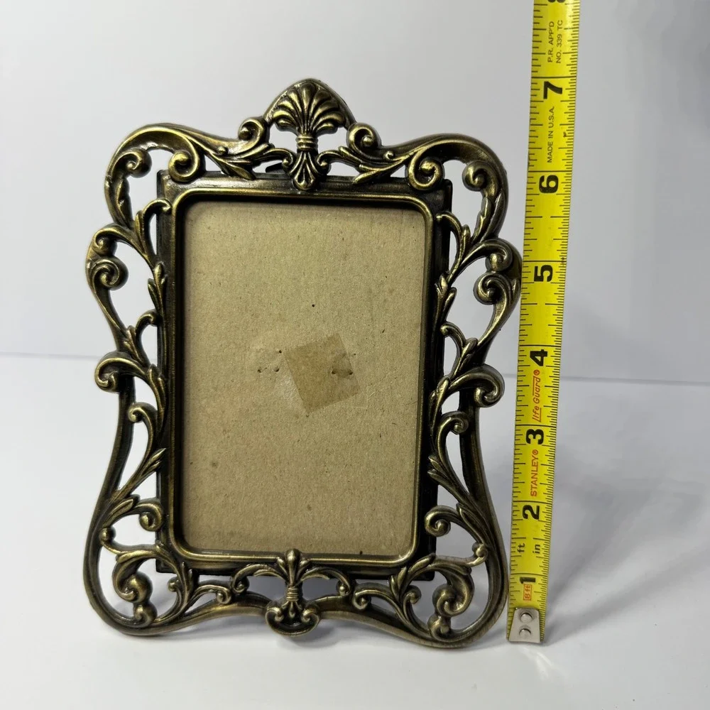 Burnes of Boston Ornate Gold Scroll Metal 3x4.5 Picture Frame Victorian Style